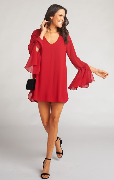 V-neck Short Chiffon Flowy Dress