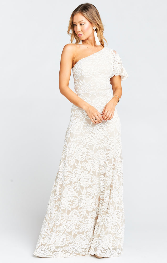 one shoulder maxi bridesmaid dress