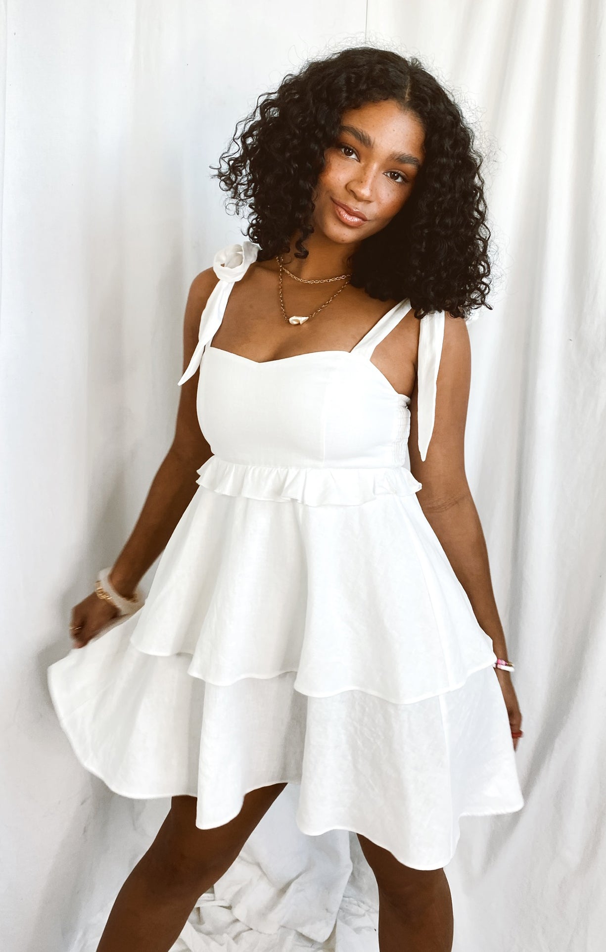 March Mini Dress ~ White Linen