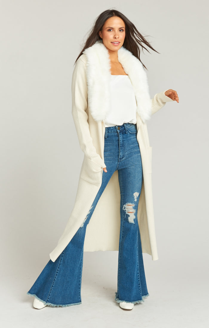 Lombardi Long Cardi ~ Snowy White Knit