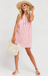 V-neck High-Low-Hem Summer Slit Pocketed Striped Print Tunic