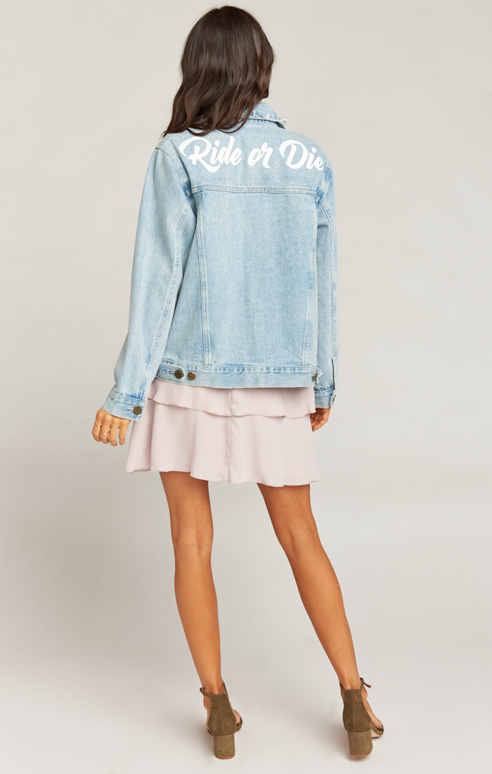 Dover Denim Jacket ~ Ride or Die Graphic Light Wash