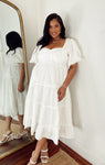 Flowy Smocked Sweetheart Midi Dress