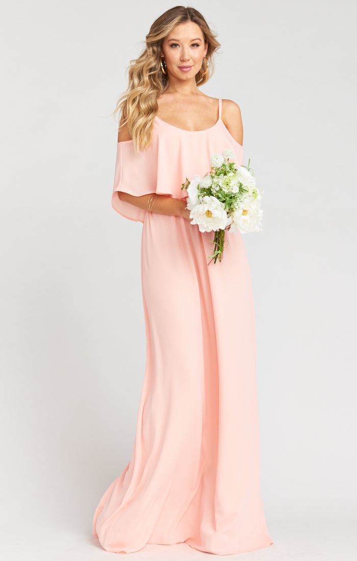 caitlin ruffle maxi dress dusty blush crisp