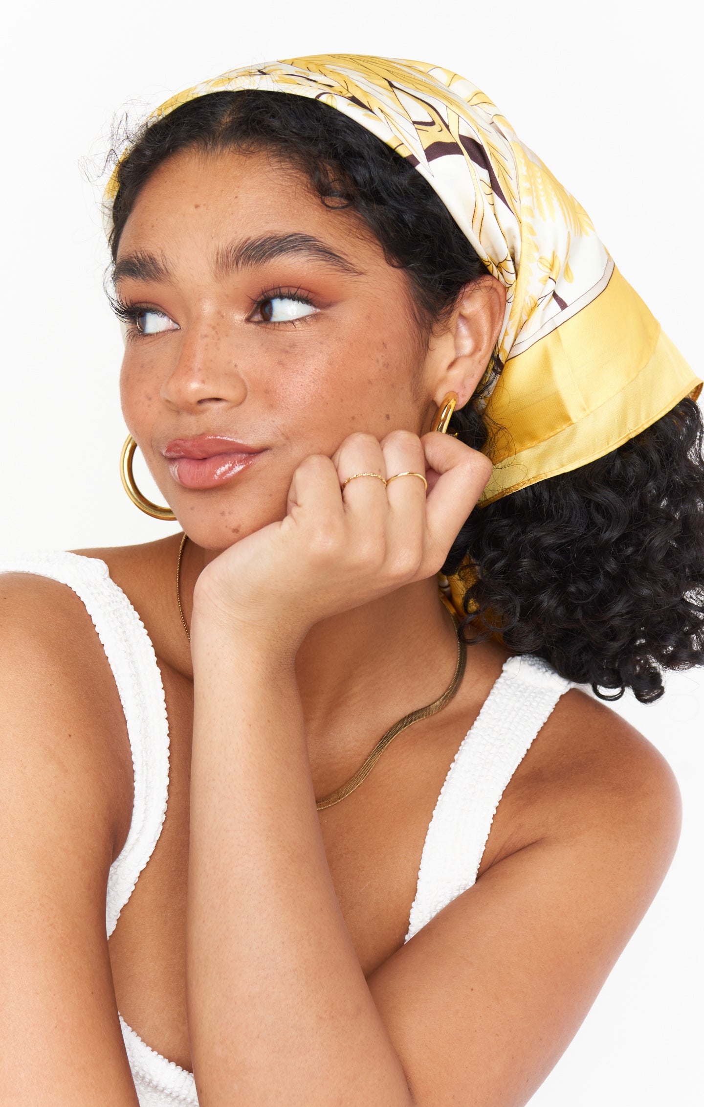 Leona Head Scarf ~ Yellow & White