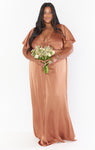 V-neck Empire Waistline Satin Fall Flutter Sleeves Dress by Show Me Your Mumu