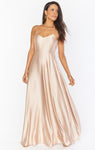 Satin Fitted Full-Skirt Maxi Dress