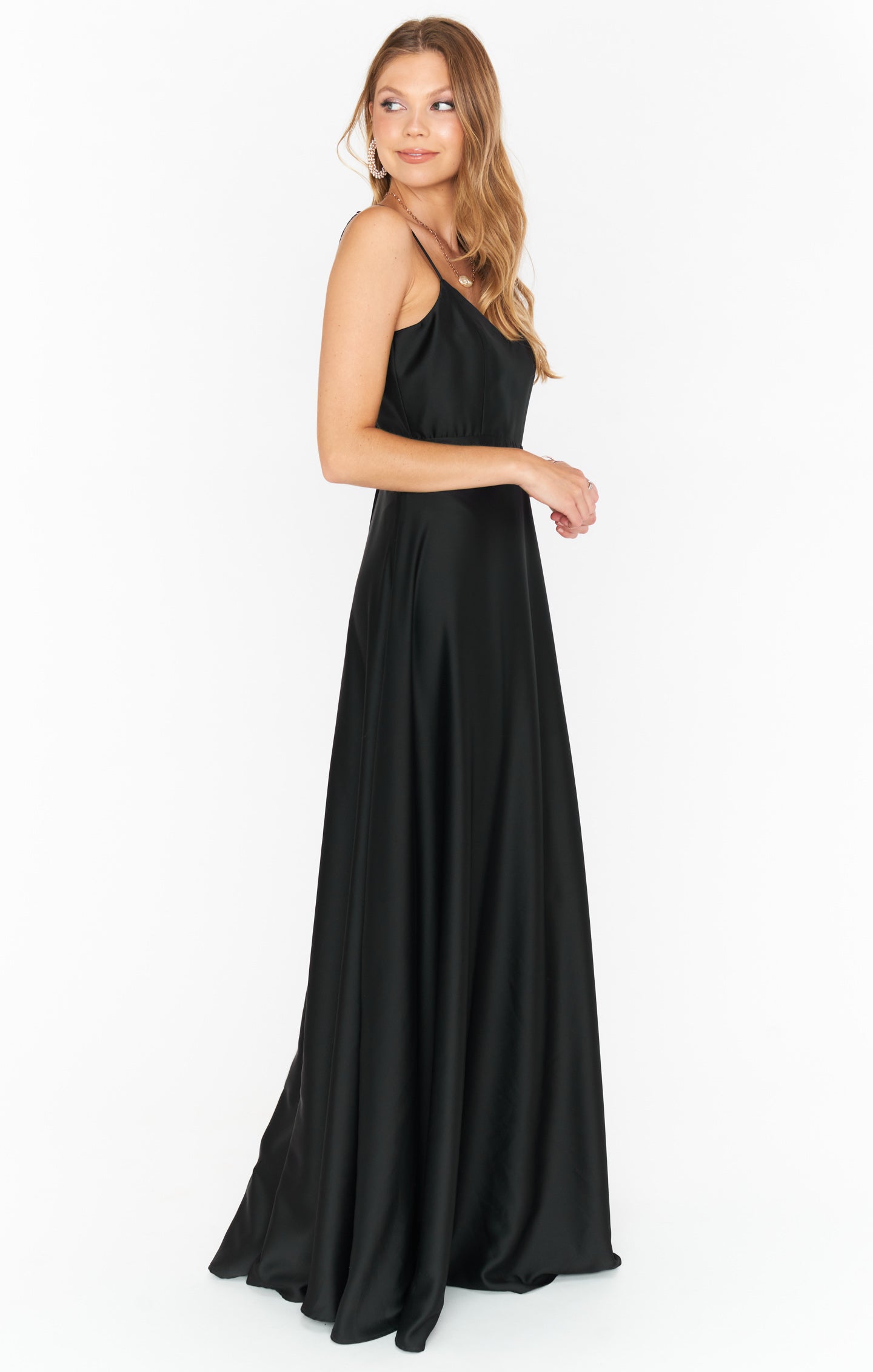 Faith Maxi Dress ~ Black Luxe Satin