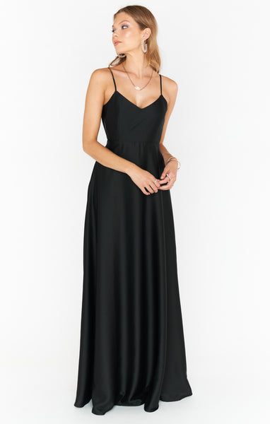 Fitted Satin Full-Skirt Bridesmaid Dress/Maxi Dress