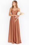 Satin Fitted Full-Skirt Bridesmaid Dress/Maxi Dress