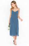 Draped Cowl Neck Chiffon Dress