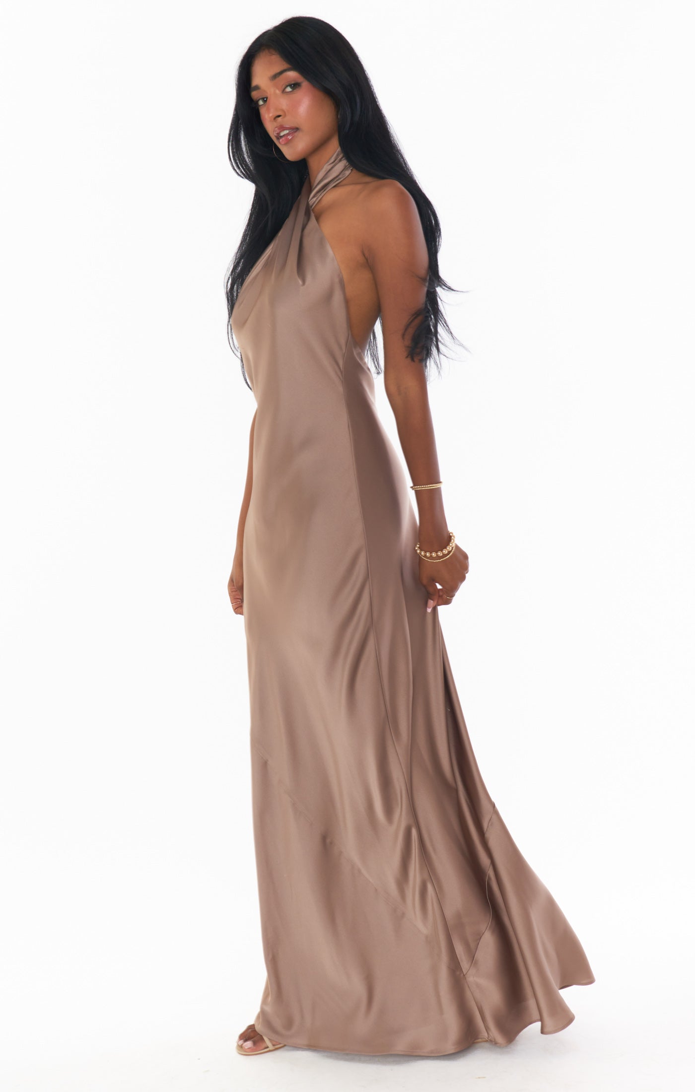 Jasmine Halter Maxi Dress ~ Dune Luxe Satin