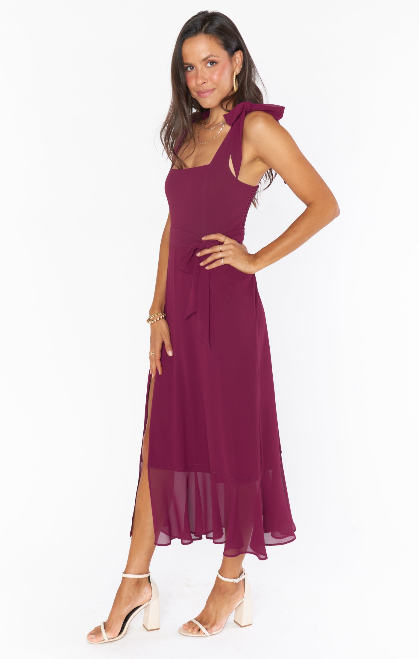 Claire Midi Dress ~ Merlot Chiffon