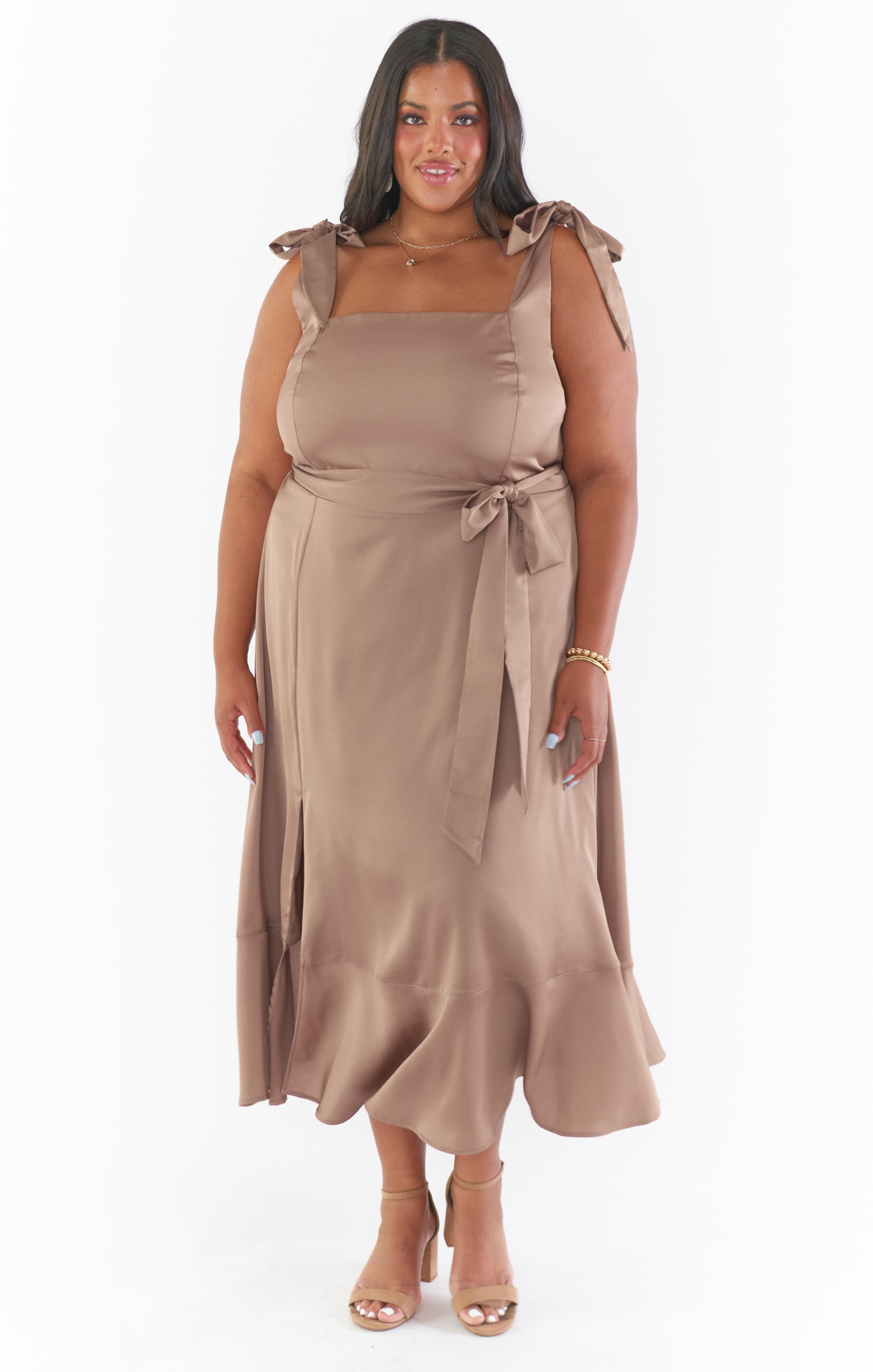 Claire Midi Dress ~ Dune Luxe Satin