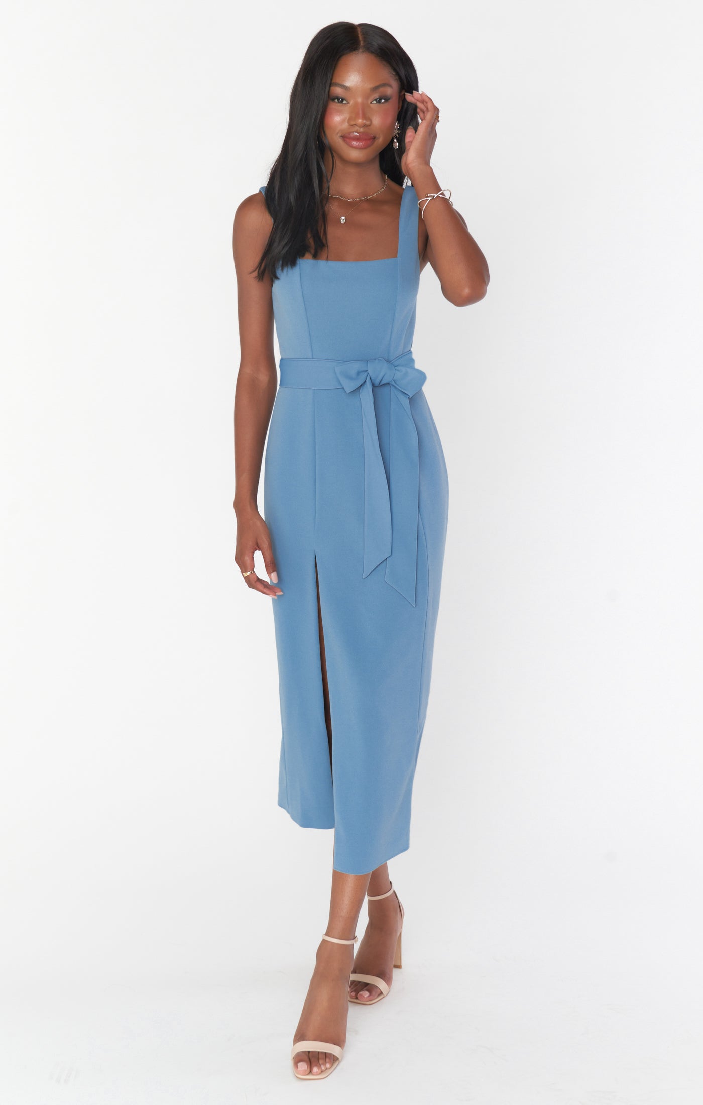 Eden Midi Dress ~ French Blue Stretch