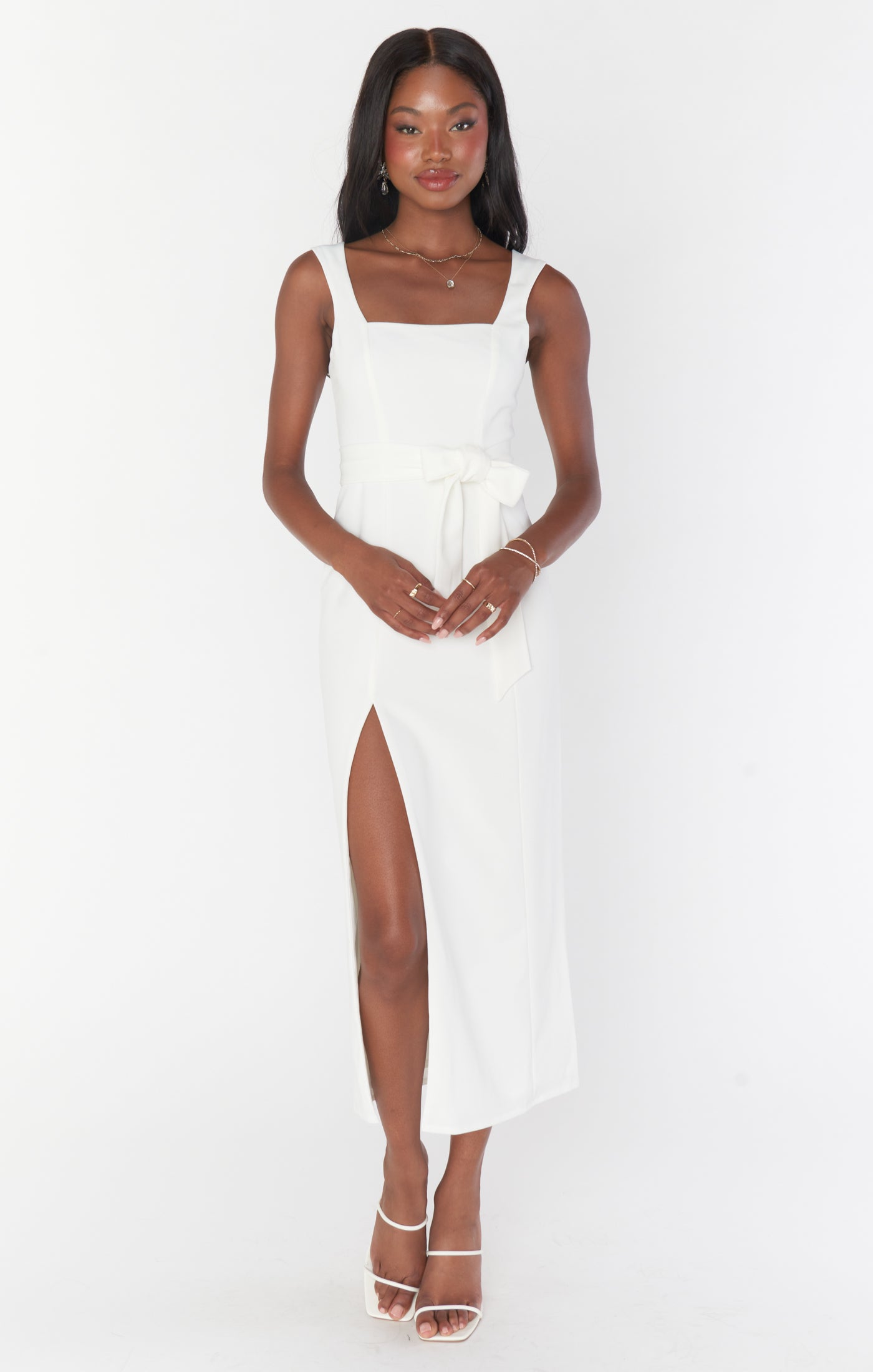 Eden Midi Dress ~ White Stretch