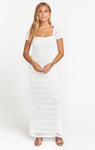Lace Fitted Cap Sleeves Square Neck Maxi Dress