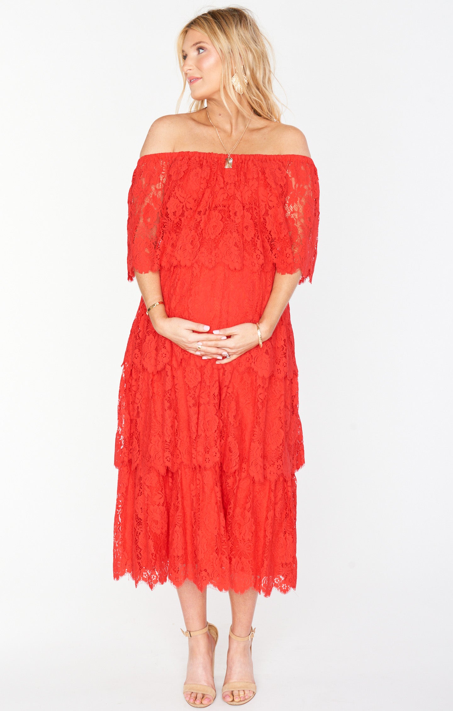 Lana Midi Dress ~ Red Spring Fling Lace