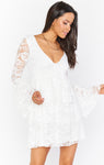 V-neck Short Lace Long Sleeves Tiered Dress