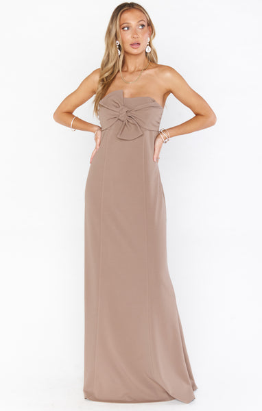 Empire Waistline Fitted Self Tie Stretchy Bridesmaid Dress/Maxi Dress With a Bow(s)