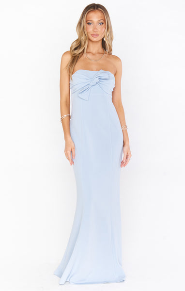 Stretchy Self Tie Fitted Empire Waistline Bridesmaid Dress/Maxi Dress With a Bow(s)