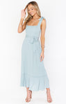 Smocked Fitted Flowy Slit Dress With a Bow(s) and a Sash by Show Me Your Mumu