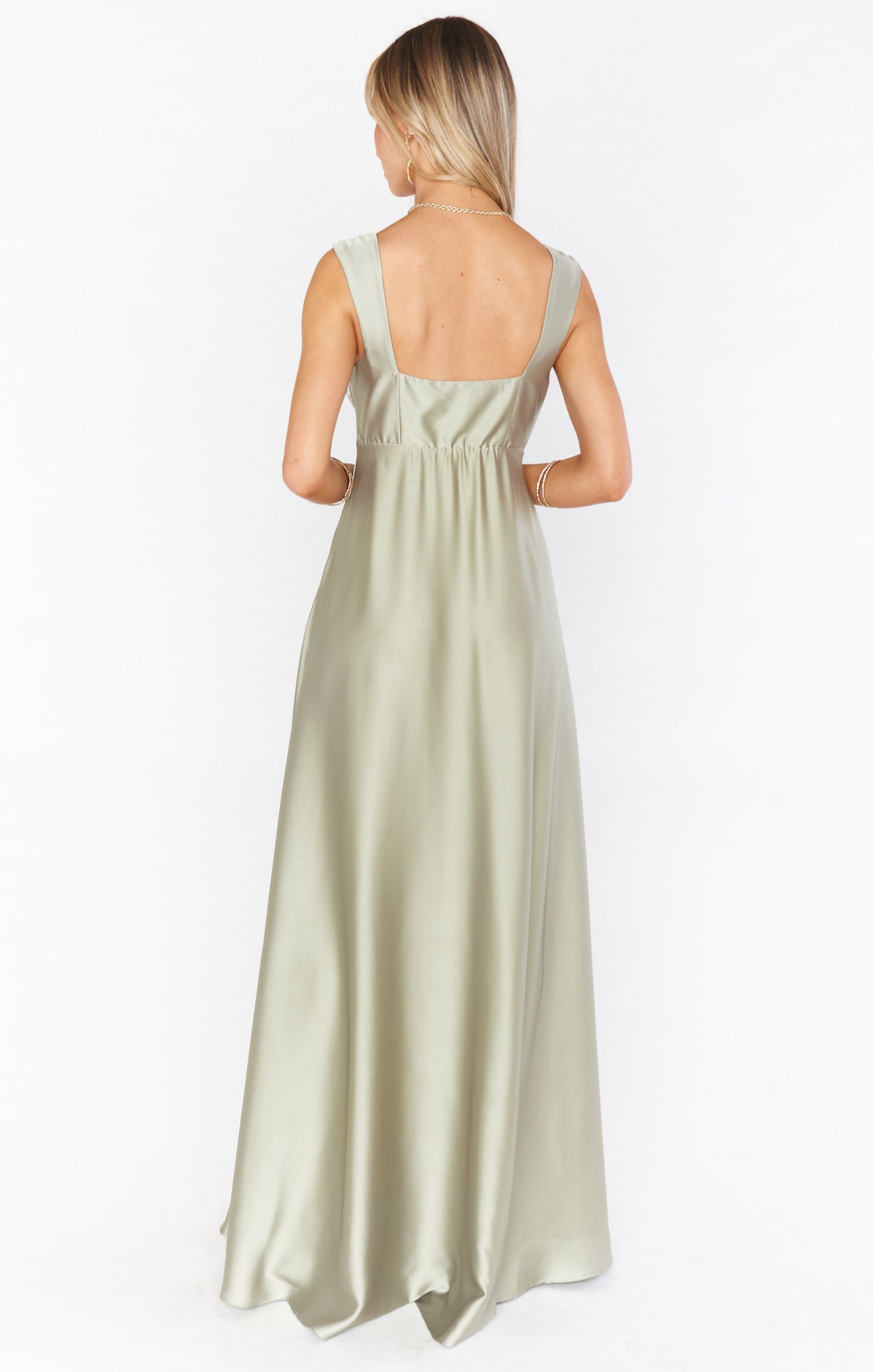 Madi Gown ~ Moss Green Luxe Satin