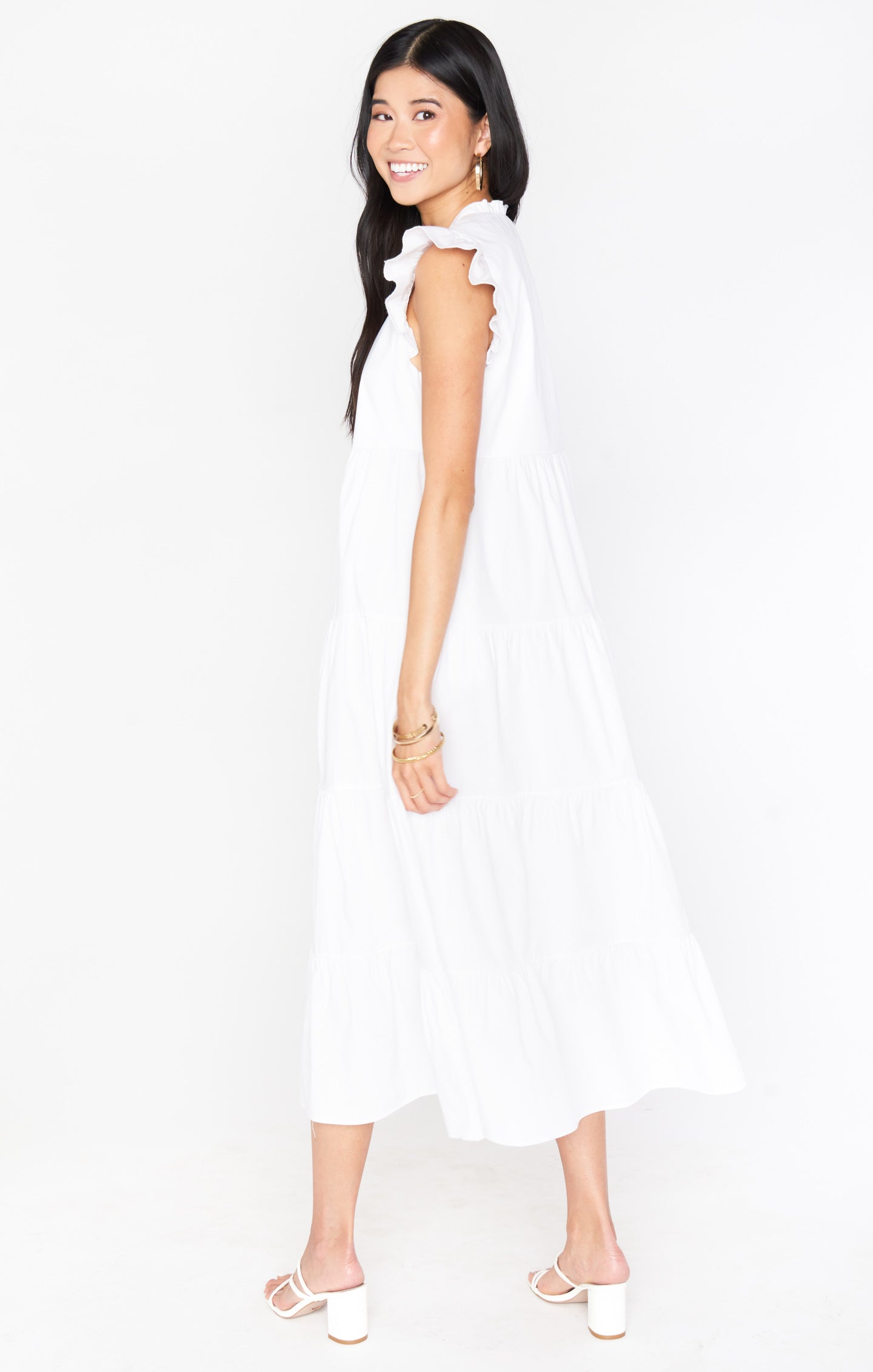 Mia James Midi Dress ~ White Poplin