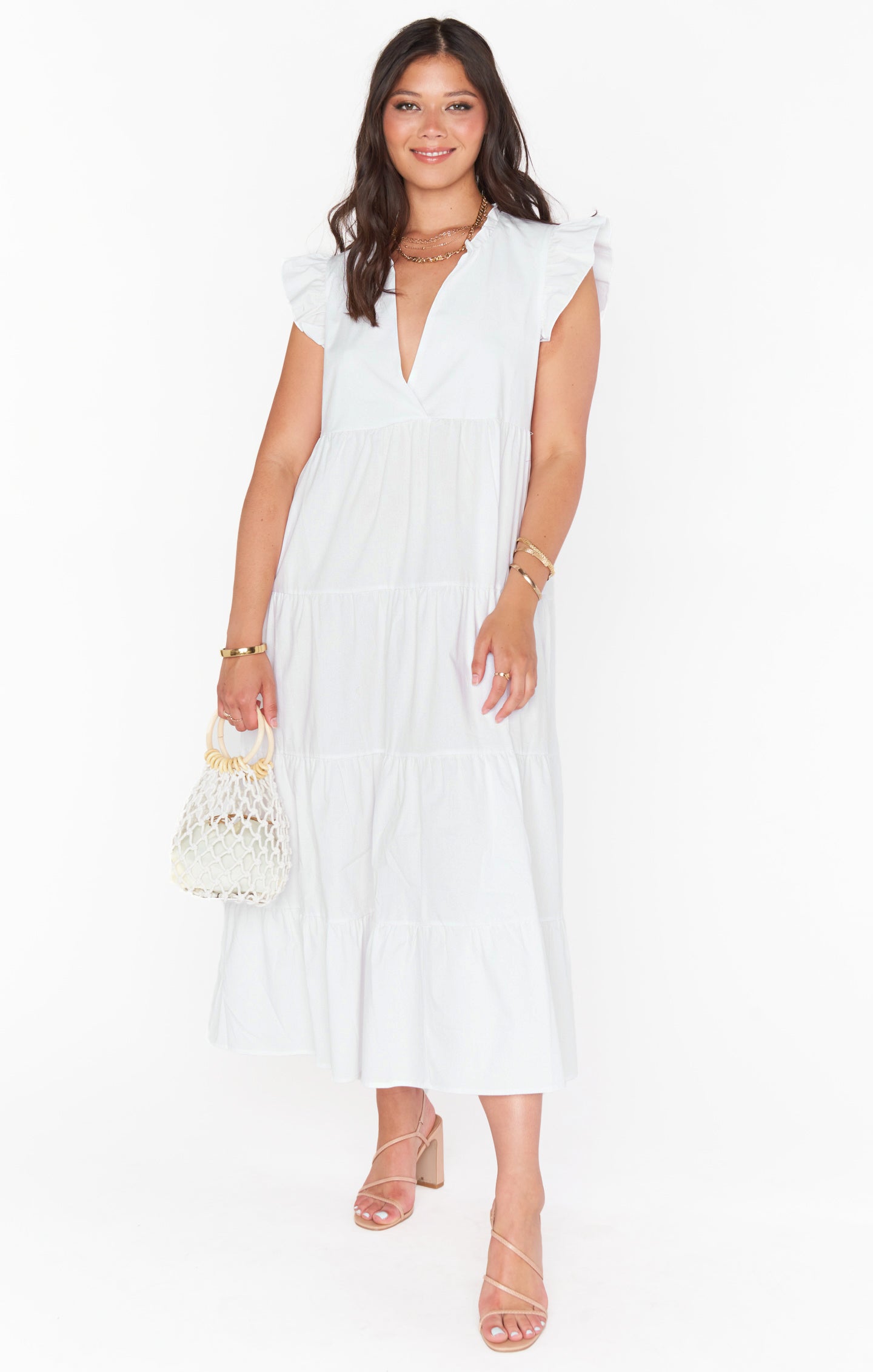 Mia James Midi Dress ~ White Poplin