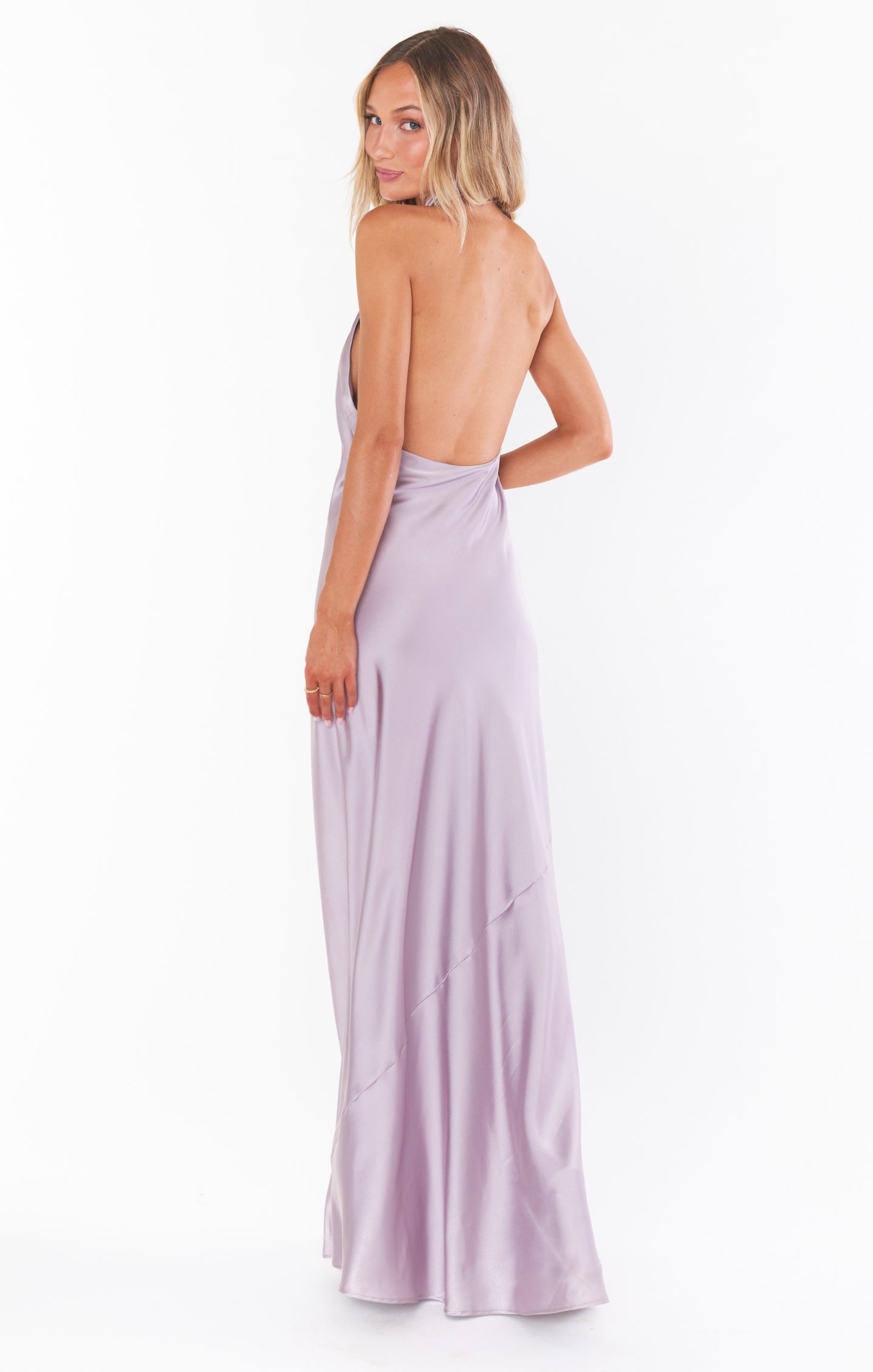 Jasmine Halter Maxi Dress ~ Dusty Purple Luxe Satin