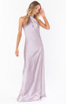 Satin Sheath Halter High-Neck Wrap Open-Back Draped Sheath Dress/Party Dress/Wedding Dress/Maxi Dress