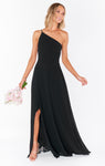 Slit Flowy Chiffon One Shoulder Maxi Dress