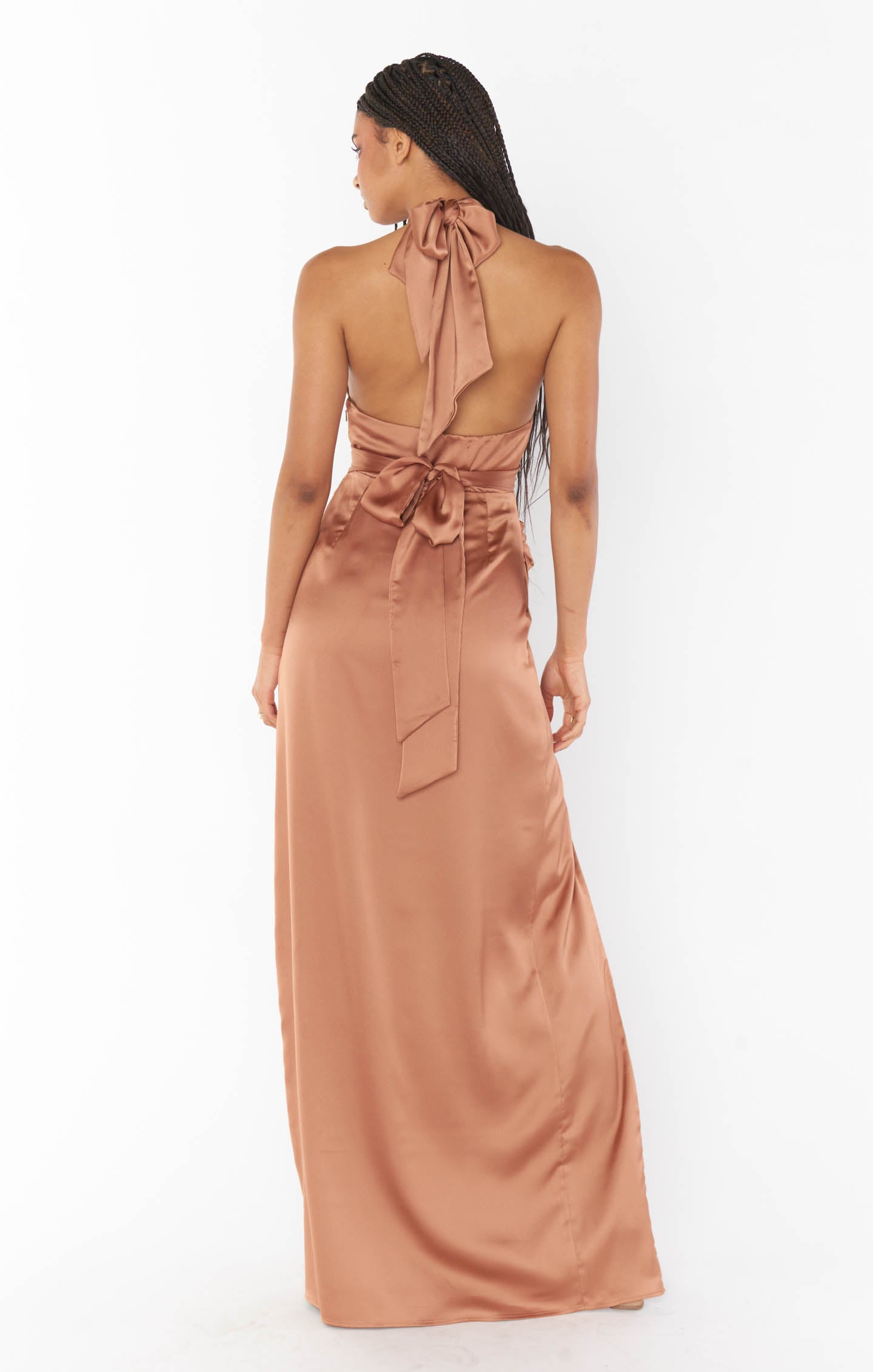 Adele Halter Maxi Dress ~ Copper Luxe Satin