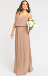 Petite V-neck Chiffon Slit Maxi Dress