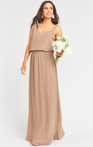 Petite V-neck Chiffon Slit Maxi Dress