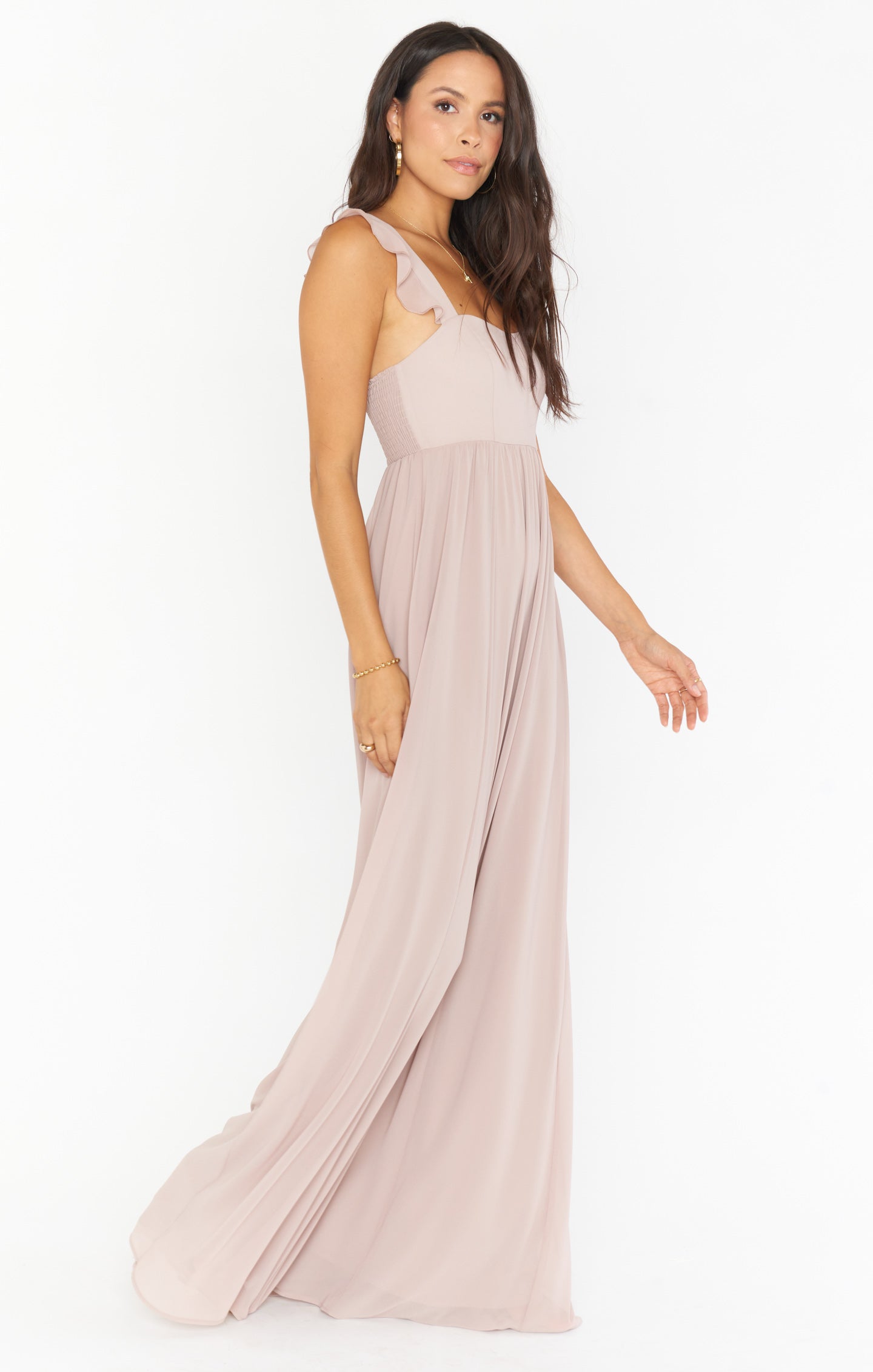 June Maxi Dress ~ Soft Beige Chiffon