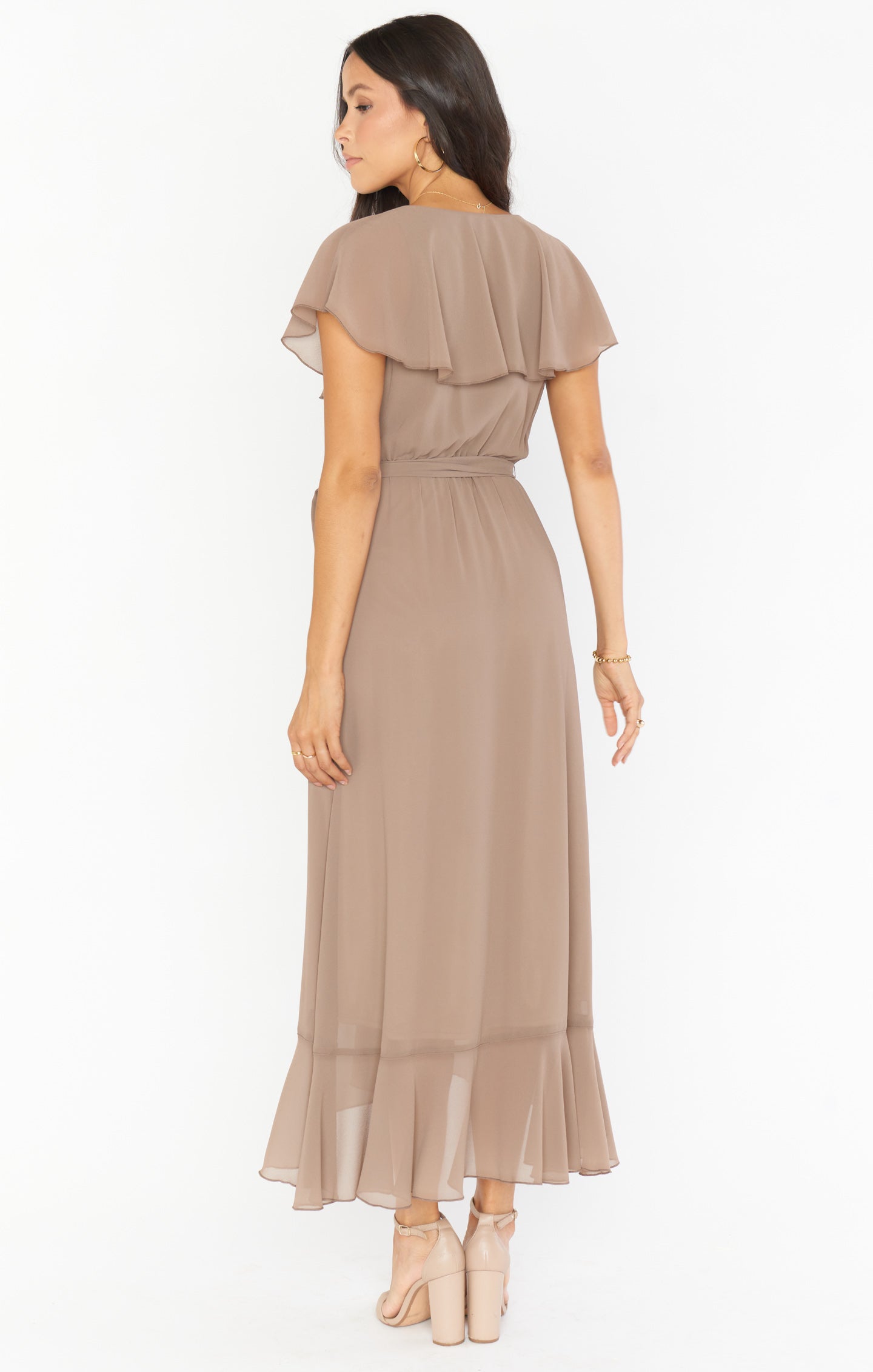 Jess Ruffle Midi Dress ~ Dune Chiffon