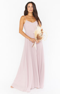 Lauren Tie Maxi Dress ~ Neutral Mauve Chiffon – Show Me Your Mumu