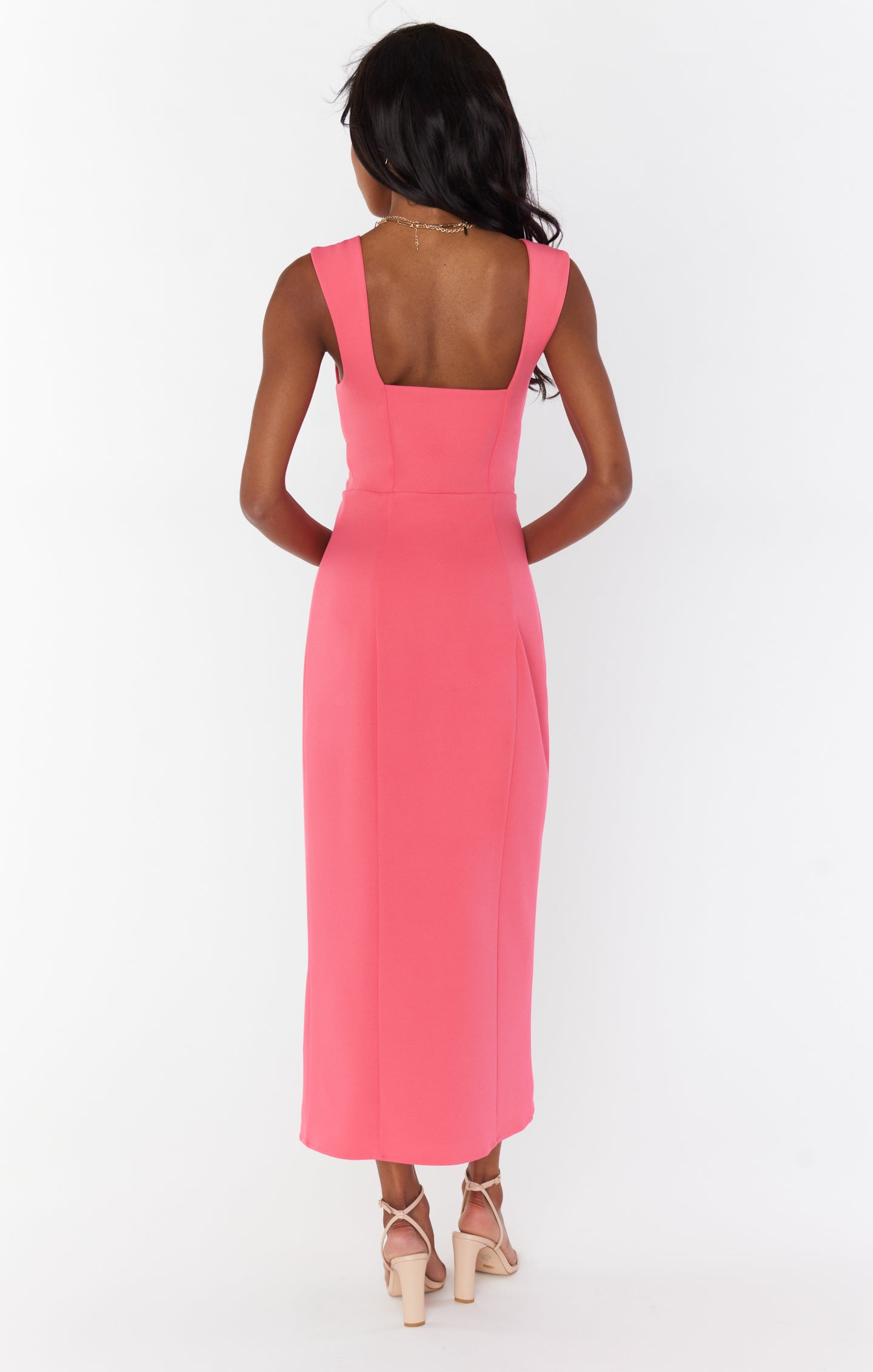 Eden Midi Dress ~ Flamingo Pink Stretch