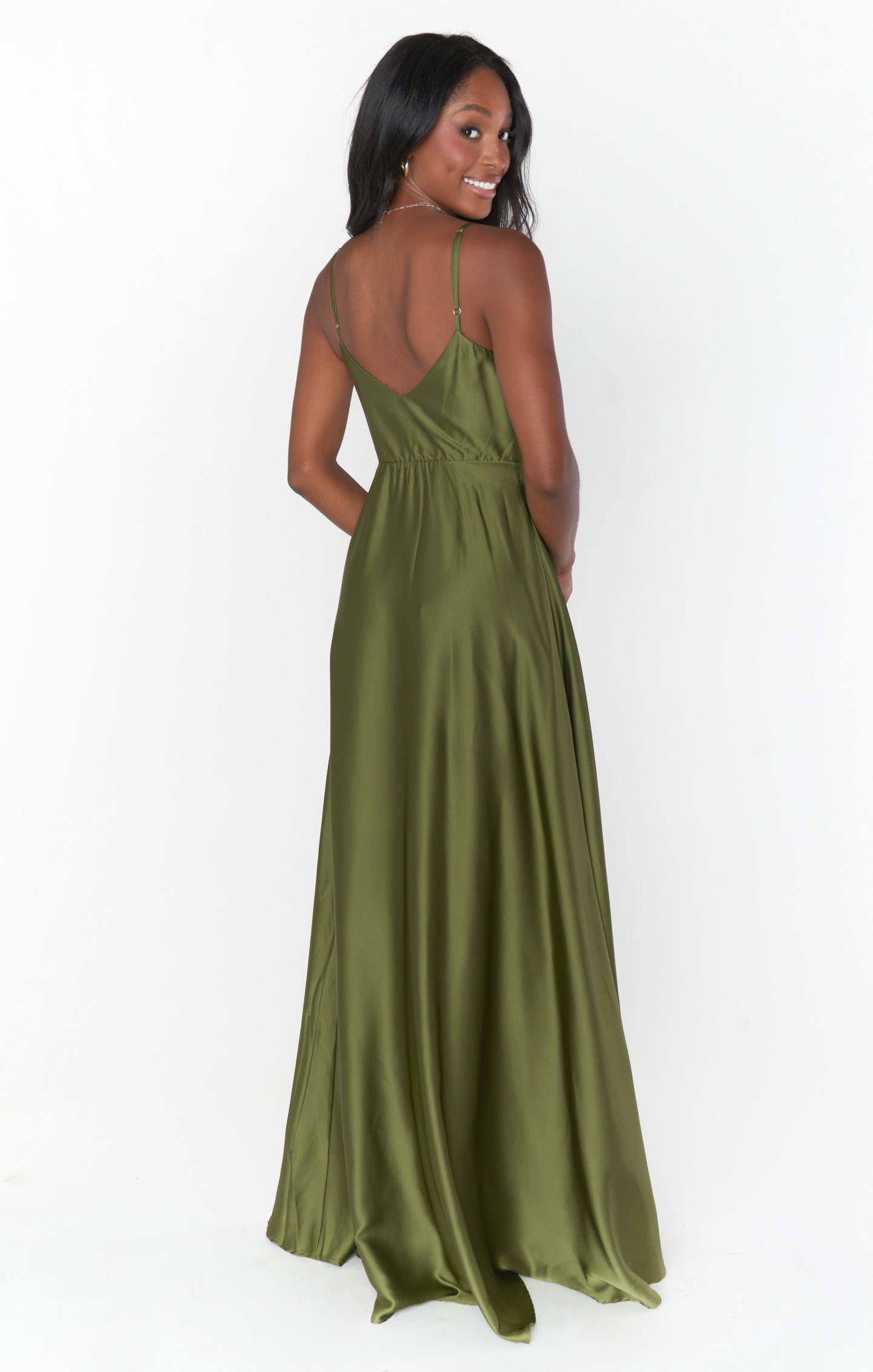 Faith Maxi Dress ~ Rich Olive Luxe Satin