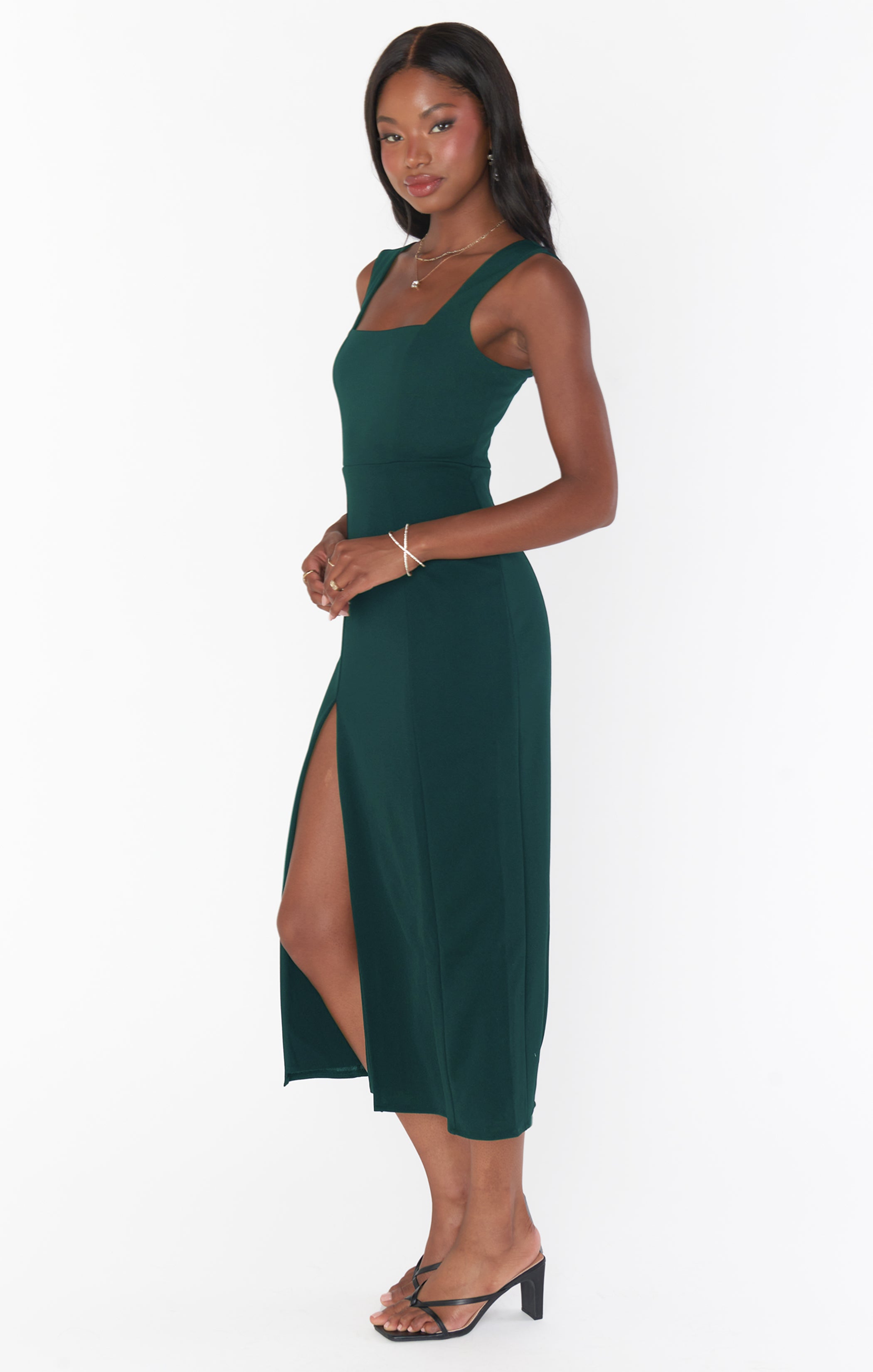 Eden Midi Dress ~ Emerald Stretch