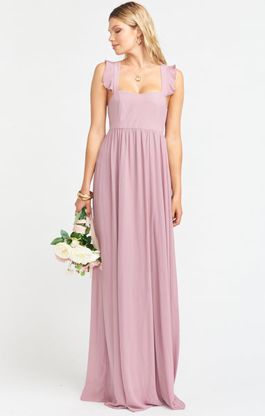 Empire Waistline Chiffon Smocked Full-Skirt Bridesmaid Dress/Maxi Dress With Ruffles