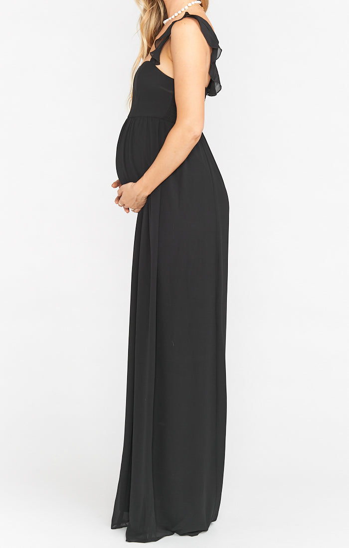 June Maxi Dress ~ Black Chiffon