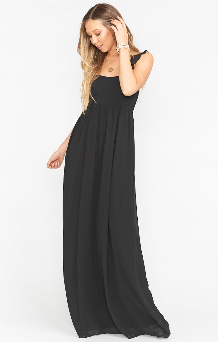 black maxi chiffon dress