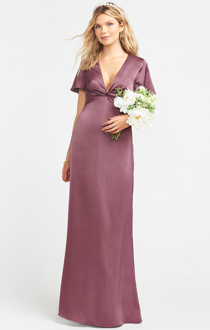 Rome Twist Gown ~ Dusty Plum Luxe Satin 