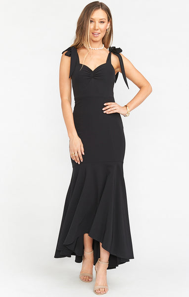 Side Zipper Fitted Ruched Crepe High-Low-Hem Midi Dress With Ruffles