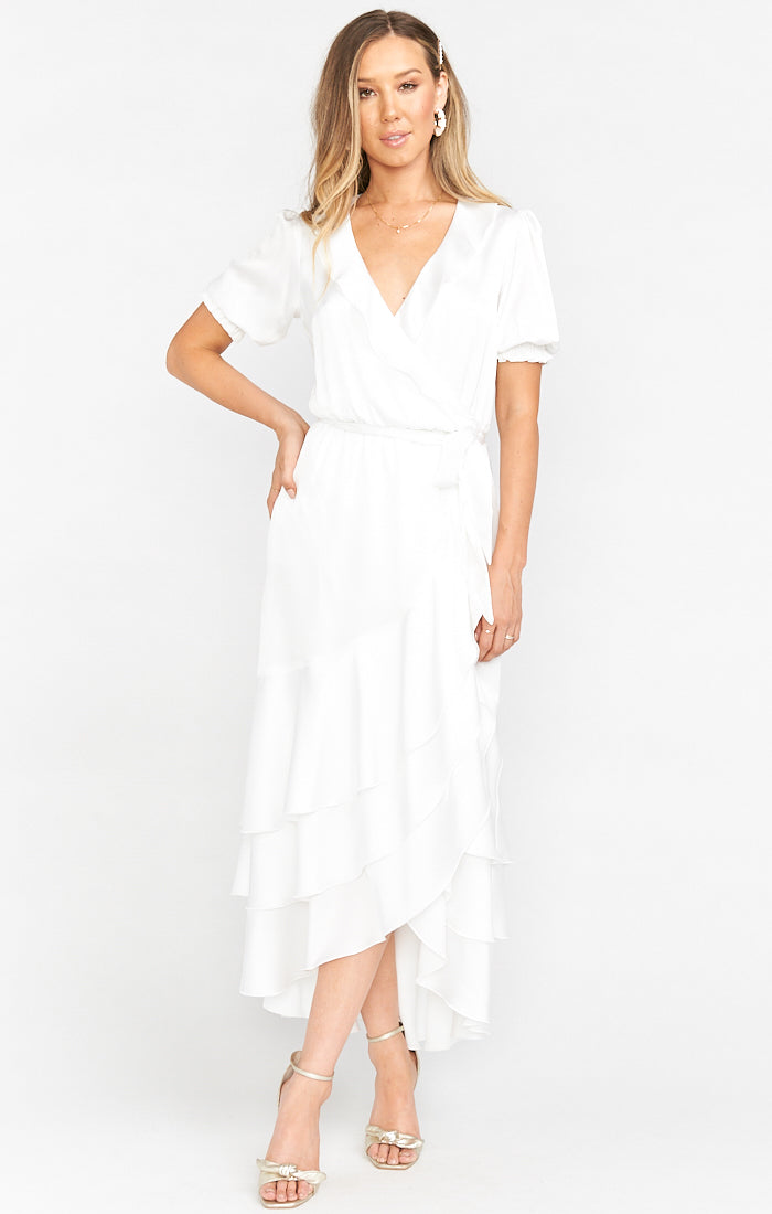 ivory wrap dress with sleeves