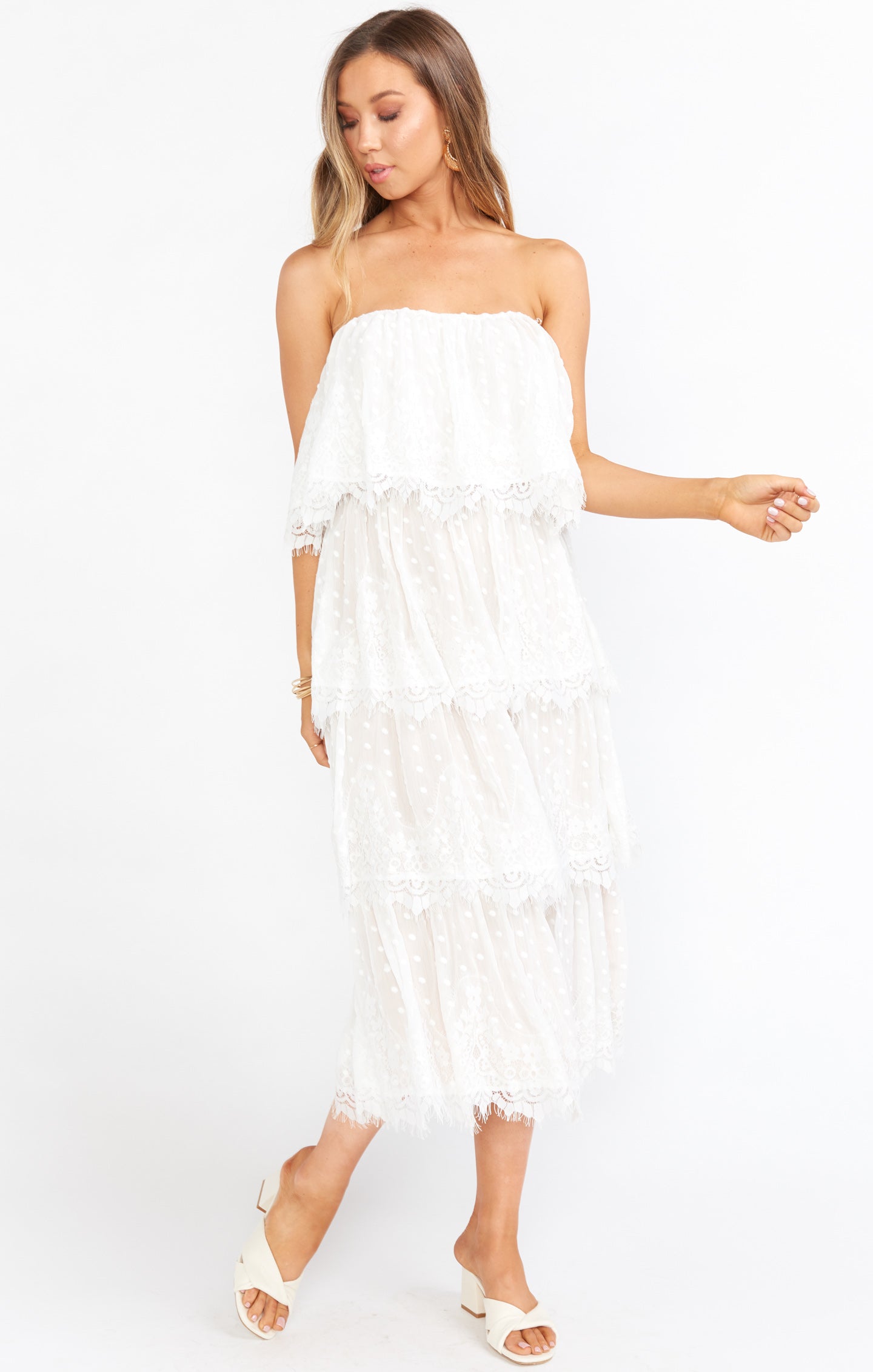 Lana Midi Dress ~ White Lace