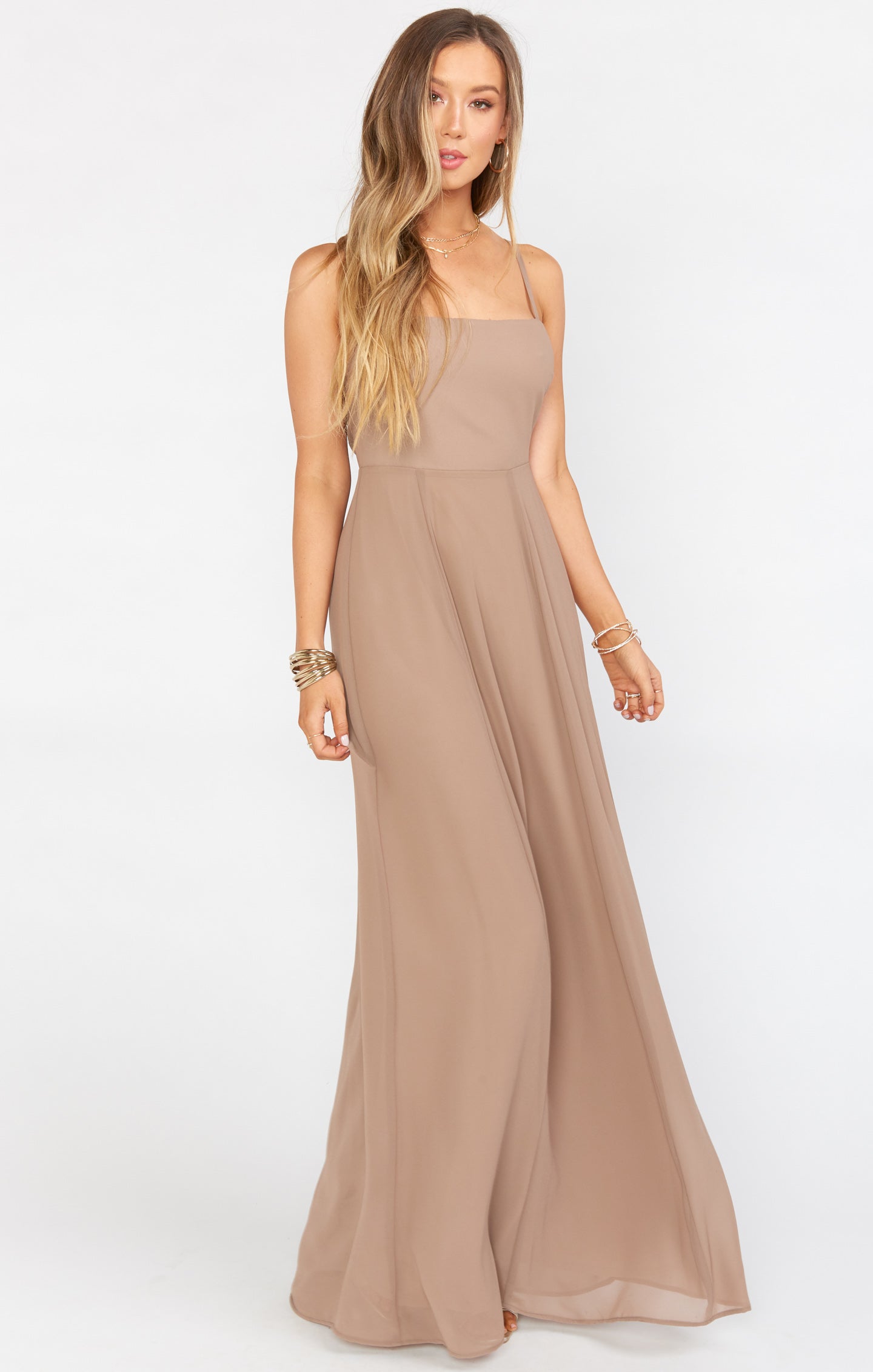 Lauren Tie Maxi Dress ~ Dune Chiffon