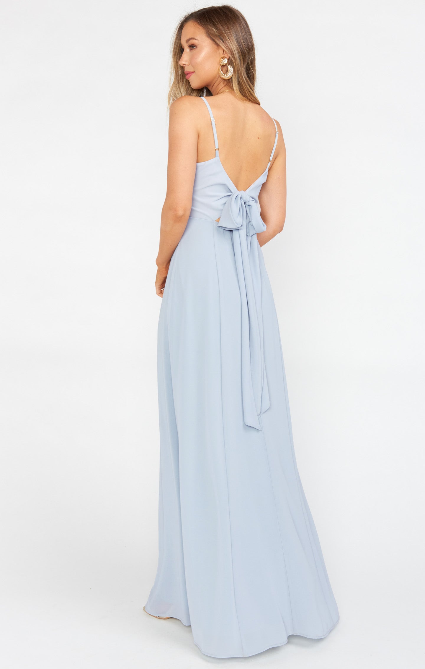 Lauren Tie Maxi Dress ~ Steel Blue Chiffon